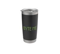Byte Me Funny Computer Science Juego de palabras Broma G esarrollador Humor Vaso térmico de acero inoxidable de doble pared