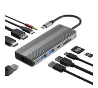 Bytecc Estación de acoplamiento 8K, estación de acoplamiento USB-C 10 en 1, monitor dual para laptop, estación de acoplamiento multipuerto USB C para MacBook (101HDP8k)
