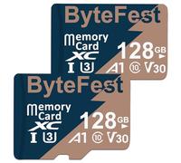 ByteFest 128GB Tarjeta Mic roSD Paquete de 2 con Adaptador SD, UHS-I U3 Tarjeta Mic roSD Rápida, C10 A1 V30 Vídeo UHD TF Card para Camara Vigilancia Drone Gaming Console