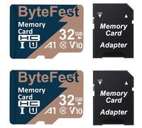 ByteFest 2 Pack 32GB Tarjeta Mic roSD con 2 Adaptador SD, UHS-I Memoria Flash, U1, A1, V10, TF Card para Telefonos Tableta Camara vigilancia Consola de Juegos