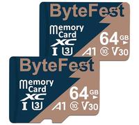 ByteFest 2 Pack 64GB Tarjeta de Memoria Mic roSD con 2 Adaptador SD, UHS-I U3 Tarjeta Mic ro SD Rápida, C10, A1, V30, Vídeo UHD TF Card para Camara Vigilancia Drone Gaming Console