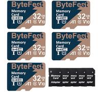 ByteFest 5 Pack 32GB Tarjeta Memoria Micro SD con 5 Adaptador, UHS-I microSDHC de Alta Velocidad, U1 C10 A1 V10 Vídeo FHD TF Card para Telefonos Tableta Camara vigilancia Consola de Juegos