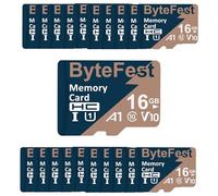 ByteFest 50 Pack 16GB Tarjeta Memoria Micro SD con 50 SD Adaptador, UHS-I MicroSDHC de Alta Velocidad, U1 C10 A1 V10 Vídeo FHD TF Card para Telefonos Tableta Cámara