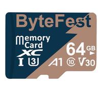 ByteFest 64GB Tarjeta de Memoria microSDXC con Adaptador SD, UHS-I U3 Tarjeta Micro SD Rápida, C10, A1, V30, Vídeo UHD TF Card para Camara Vigilancia Drone Gaming Console