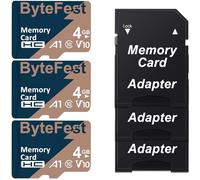 ByteFest Tarjeta de Memoria Mic roSD 4GB Paquete de 3, Clase 10, A1, Vídeo HD, V10 TF Card para Movil Tablet Grabadoras Digitales Camara Vigilancia