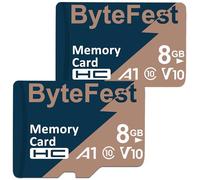 ByteFest Tarjeta Memoria Mic roSD 8GB Paquete de 2 con SD Adaptador, Clase 10, A1, Vídeo HD, V10 TF Card para Teléfono, Tableta, Grabadoras Digitales, Cámara Vigilancia