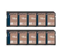 ByteFest Tarjeta SD 16 GB（Paquete de 10）, SDHC Memoria SD Card, UHS-1, Clase 10, U3, V30, Full HD, Tarjetas SD para Cámara, DSLR, Fotógrafo Profesional (16GB 10 Pack)