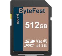 ByteFest Tarjeta SD 512GB, SDXC Memoria SD Card, UHS-1, Clase 10, U3, V30, Full HD/4K UHD, Tarjetas SD para Cámara, DSLR, Fotógrafo Profesional
