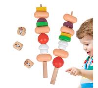Byuexhp Juguete De Comida De Barbacoa De Madera,Juego Interactivo Portátil Y Reutilizable - Brochetas De Barbacoa De Madera,para Niños y Chicos Cumpleaños Navidad Pascua Dormitorio Salón