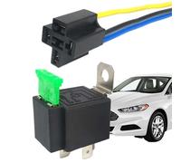 Byuexhp Relé De Coche | Tester De Base Con Fusible 12v/24v | Relés De 4 Pines 30 Amperios Para Modificación De Arnés De Cableado Ignífugos Y Estables - Para Camión Autocaravana Faro Compresor Bocina
