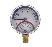 BYUTFA Manómetro Manómetro Térmico 0-10Bar 0-120 ℃ Precisión Termomanómetro Manómetro de Temperatura de Caldera para Calefacción por Suelo Radiante