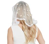 BYUTFA-Velo Mantilla para Mujer, Velo para Iglesia católica, Cubierta para la Cabeza de Encaje para Mujer, Velo para la Iglesia, Velo Latino de Masa Triangular