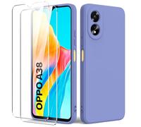 Byvuwiay Funda Compatible con OPPO A38 4G/OPPO A18 4G, con 2 Piezas Cristal Templado, Carcasa de Líquida TPU Anti-Choque, Carcasa OPPO A38 4G/OPPO A18 4G, Grau