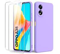 Byvuwiay Funda Compatible con OPPO A38 4G/OPPO A18 4G, con 2 Piezas Cristal Templado, Carcasa de Líquida TPU Anti-Choque, Carcasa OPPO A38 4G/OPPO A18 4G, Lila