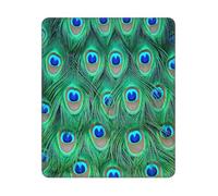 BYwenhopnbs Adorable Alfombrilla de ratón Cuadrada con diseño de Pavo Real Verde y Bordes cosidos de 10 y 12 Pulgadas
