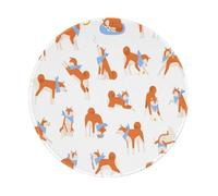 BYwenhopnbs Adorable Alfombrilla de ratón Redonda Akita Inu, diseño con Borde Cosido de 8 x 8 Pulgadas