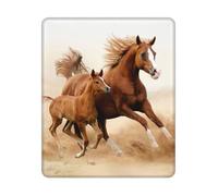BYwenhopnbs Alfombrilla de ratón Cuadrada con Borde Cosido de 10 y 12 Pulgadas con diseño de Caballos y Cachorros de Dos Carreras