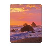 BYwenhopnbs Alfombrilla de ratón Cuadrada con Borde Cosido, diseño de Paisaje Marino al Atardecer, 10 y 12 Pulgadas