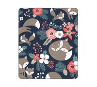 BYwenhopnbs Alfombrilla de ratón Cuadrada con Borde Cosido, diseño de Zorro, Animal, Flor, Mon y Hija, 10 y 12 Pulgadas