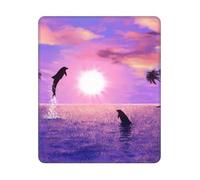 BYwenhopnbs Alfombrilla de ratón Cuadrada con Borde Cosido y diseño de Delfines al Atardecer, 10 y 12 Pulgadas
