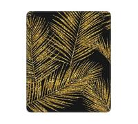 BYwenhopnbs Alfombrilla de ratón Cuadrada con Hojas de Palma y Purpurina Dorada, Borde Cosido, 25 y 30 cm