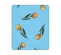 BYwenhopnbs Alfombrilla de ratón Cuadrada con Tulipanes Amarillos Dibujados a Mano, Borde Cosido, 25 y 30 cm