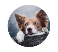 BYwenhopnbs Alfombrilla de ratón Redonda con diseño de Border Collie marrón, diseño de Dios Bokeh con Ojos Amarillos, Borde Cosido, 8 x 8 Pulgadas