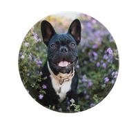 BYwenhopnbs Alfombrilla de ratón Redonda con diseño de Bulldog francés Entre Flores, Borde Cosido, 20 x 20 cm