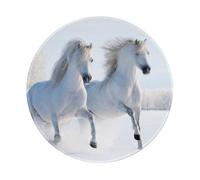 BYwenhopnbs Alfombrilla de ratón Redonda con diseño de Caballos galopando con Manchas Raras, Borde Cosido, 20 x 20 cm