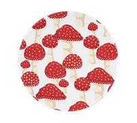 BYwenhopnbs Alfombrilla de ratón Redonda con diseño de Hongos Rojos y amanita muscaria, Borde Cosido, 20 x 20 cm