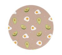 BYwenhopnbs Alfombrilla de ratón Redonda con diseño de Huevo y Aguacate, Borde Cosido, 20 x 20 cm