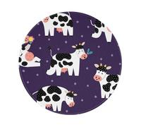 BYwenhopnbs Alfombrilla de ratón Redonda con diseño de Vacas y Granja Divertidas, Borde Cosido, 20 x 20 cm