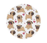 BYwenhopnbs Alfombrilla de ratón Redonda con Divertidos Dibujos de Cachorros de Pugs, diseño con Borde Cosido de 8 x 8 Pulgadas