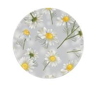 BYwenhopnbs Alfombrilla de ratón Redonda con Flores de manzanilla y Borde Cosido, 20 x 20 cm