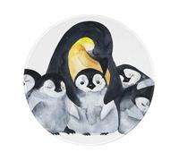 BYwenhopnbs Alfombrilla de ratón Redonda con pingüinos Emperador y niños en la Nieve, diseño de Borde Cosido de 20 x 20 cm