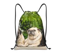 BYwenhopnbs Amistad de Pugs Bokeh Perros Mascotas Amigos Pug Bolsa con cordón Bolsa de cuerda Mochila ligera para gimnasio para hombres y mujeres