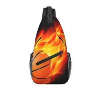 BYwenhopnbs Balón de baloncesto volador en llamas. Bolso bandolera pequeño para hombre. Mochila de viaje.