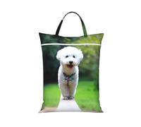 BYwenhopnbs Bichon Frise Bokeh Mascotas Perros Parque Blanco Perros Bolsa de Lavandería Bolsas Mojadas de Viaje Bolsa de Lavado con Cremallera
