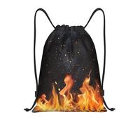 BYwenhopnbs Bolsa con cordón con estampado de parrilla de carbón en llamas, mochila ligera para gimnasio para hombres y mujeres