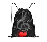 BYwenhopnbs Bolsa con cordón con forma de corazón y nota musical, mochila ligera para gimnasio para hombres y mujeres.