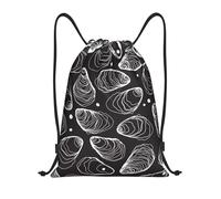 BYwenhopnbs Bolsa con cordón de ostra grande y perla, dibujada a mano, estilo naturaleza, ligera, mochila de gimnasio para hombres y mujeres.