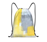 BYwenhopnbs Bolsa con cordón para cuadro abstracto gris y amarillo, mochila ligera para gimnasio para hombres y mujeres.