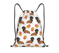 BYwenhopnbs Bolsa con cordón para perrito caliente y patatas fritas con diseño divertido de perro salchicha. Mochila ligera para gimnasio para hombres y mujeres.
