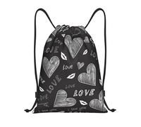 BYwenhopnbs Bolsa con cordón y corazones escritos a mano, mochila ligera para gimnasio para hombres y mujeres.