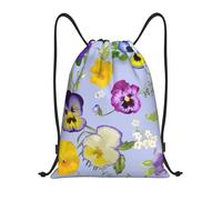 BYwenhopnbs Bolsa con cordón y estampado de flores de pensamiento, mochila ligera para gimnasio para hombres y mujeres.