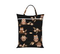 BYwenhopnbs Bolsa de lavandería con lindos búhos de dibujos animados marrones, bolsas de viaje para ropa mojada con cremallera.