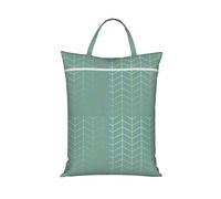 BYwenhopnbs Bolsa de lavandería geométrica de color verde azulado con estampado de espiga y detalles en imitación de lámina dorada. Bolsas de viaje para ropa mojada con cremallera.