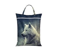 BYwenhopnbs Bolsa de lavandería Grey Wolf In Moonlight, bolsas de viaje para ropa mojada, bolsa de lavado con cremallera.