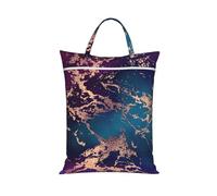 BYwenhopnbs Bolsa de lavandería Marble Luxe Decor color morado oscuro y verde azulado con detalles dorados. Bolsas de viaje para ropa mojada con cremallera.