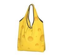 BYwenhopnbs Bolsa plegable amarilla con forma de queso, impermeable y reutilizable para compras y viajes.